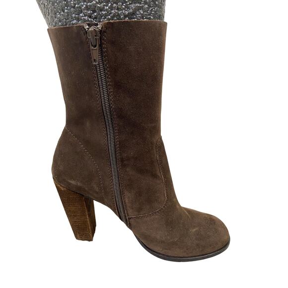 Anthropologie EDDA Suede Leather Ankle Boots Block Heel Western Vintage Size 6 - Picture 5 of 10